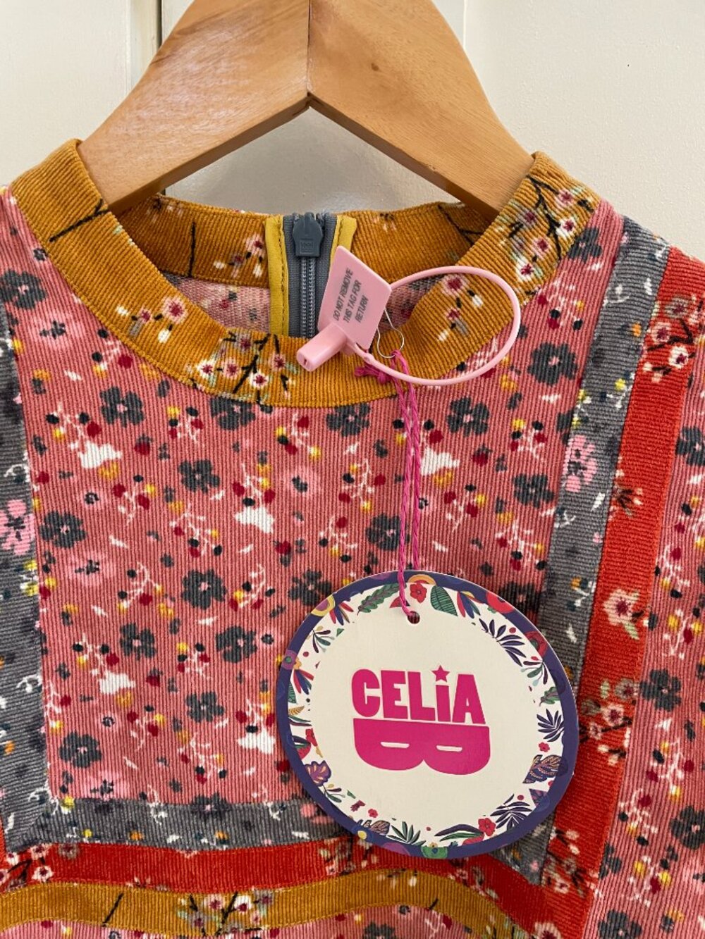 Celia B Floral Corduroy Dress Medium - Picture 4 of 6